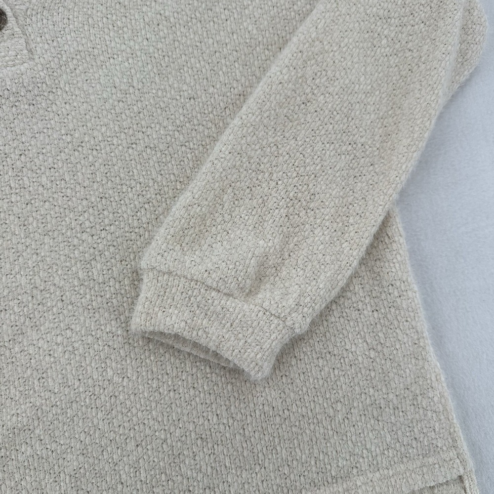 Blu Pepper Cozy Life Henley Sweater Cream Textured Knit V-Neck Cozy Womens M - Picture 5 of 9